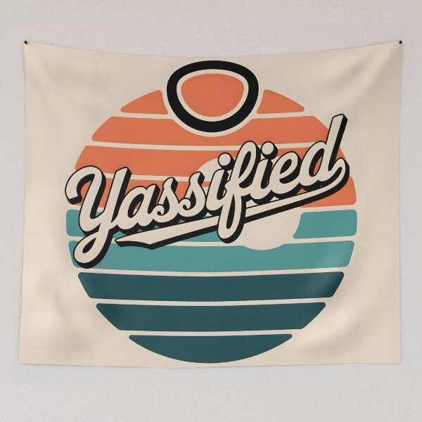 Item preview, Yassified Retro Sunset, Minimalist Nostalgic Vibes, Teal and Orange Modern Typography, Trendy Abstract Design designed and sold by Kintsugi99.
