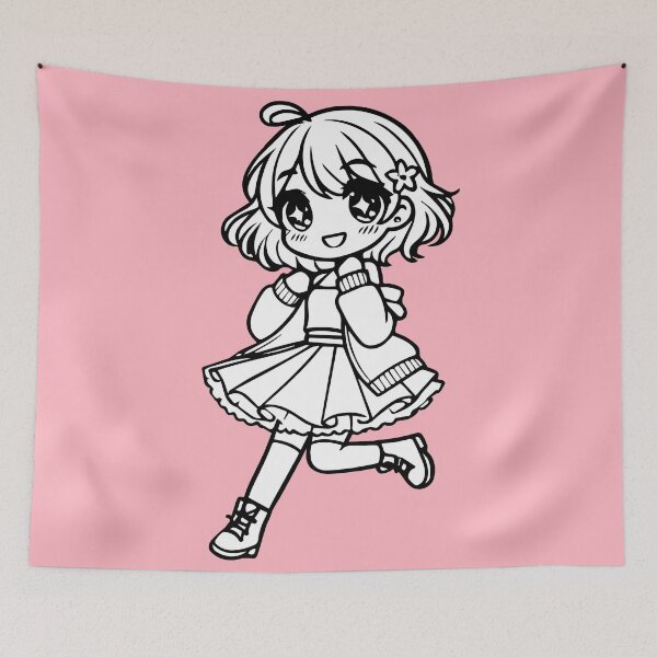 Aperçu de l'œuvre Fille chibi dessin en une ligne créée et vendue par Onelineartt.