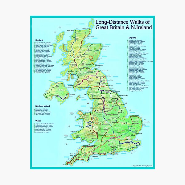 Item preview, Long-Distance Walks of Great Britain and Northern Ireland designed and sold by Inspiring Maps.