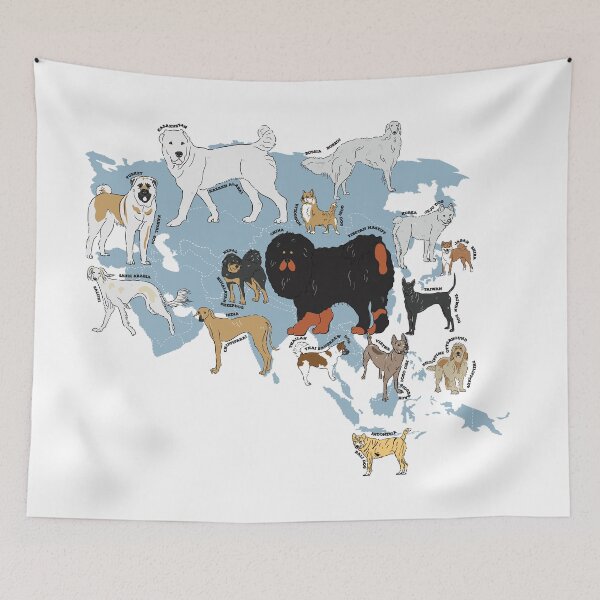 Item preview, "Map of Dogs in Asia" designed and sold by kaoyhhan.