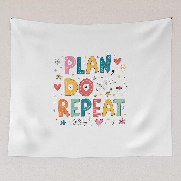 Item preview, Playful Doodle Typography: "Plan, Do, Repeat" designed and sold by Pattamo1.