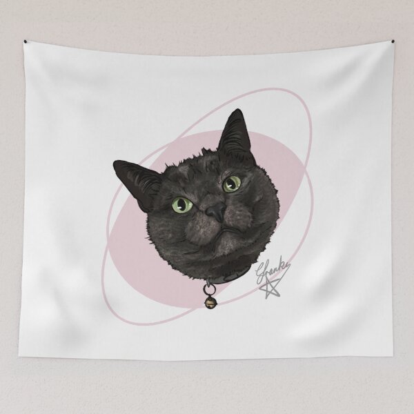 Item preview, black cat with a bell: rescue cat designed and sold by Made-by-Anxiety.