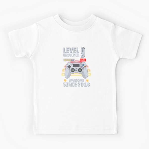 Vista previa del artículo con la obra «Camiseta de 9.º cumpleaños, 9 años, cumpleaños de 9 años, nivel 9 desbloqueado, increíble desde 2016, camiseta de juego de 9.º cumpleaños», diseñado y vendido por Zibis09.