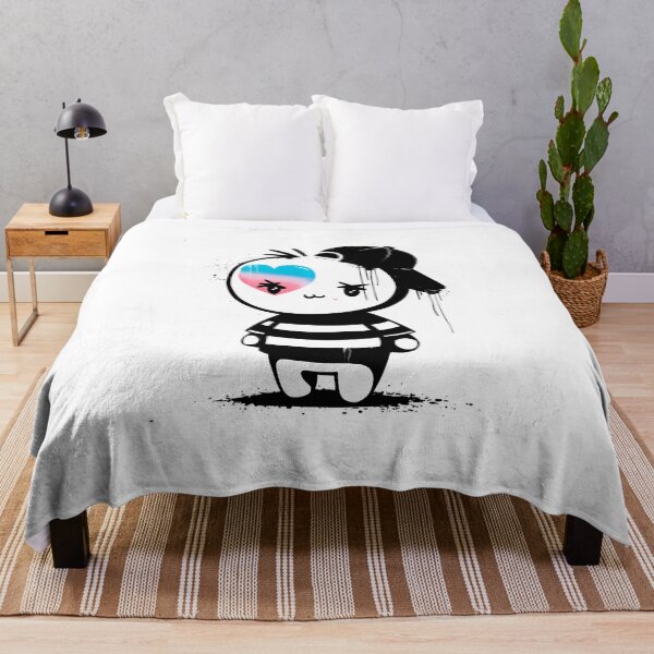 Item preview, Kawaii Minimalist Art - Black and White Character with Colorful Heart designed and sold by ObjCrea123.