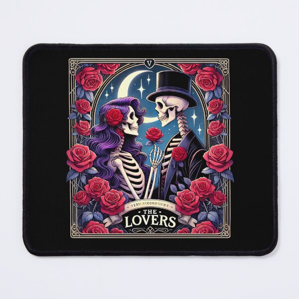 Item preview, The Lovers Tarot Card Skeleton Couple Valentine Romantic Gothic Art designed and sold by masterdeer.