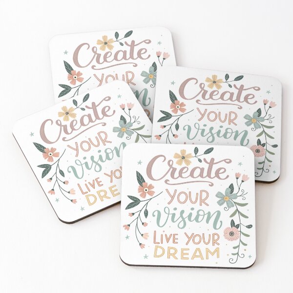 Item preview, Whimsical Floral Typography: "Create Your Vision, Live Your Dream" designed and sold by Pattamo1.