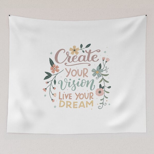 Item preview, Whimsical Floral Typography: "Create Your Vision, Live Your Dream" designed and sold by Pattamo1.