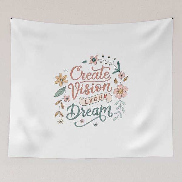 Item preview, Floral Whimsical Typography: "Create Your Vision, Live Your Dream" designed and sold by Pattamo1.