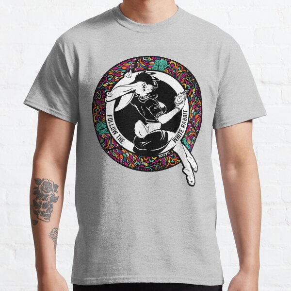 Follow the white rabbit - Color with outline on any base Classic T-Shirt