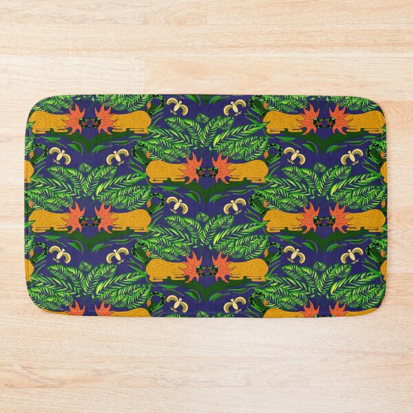 Item preview, Fierce Lions and Tropical Birds in Dark Jungle Night Pattern designed and sold by Wewzor86.