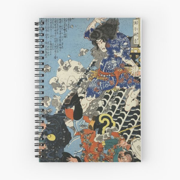 Item preview, Samurai Fight On The Roof - Japanese Ukiyo-e Woodblock designed and sold by VintageSpaceArt.