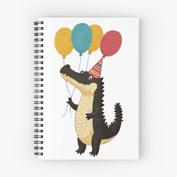 Item preview, Party Crocodile with Balloons and Festive Hat designed and sold by TringTringCards.