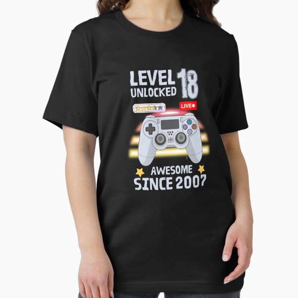Item preview, 18th Birthday T-shirt 18yr 18 Year Old Birthday Level 18 Unlocked Awesome Since 2007 18th Birthday Gaming T-shirt designed and sold by Zibis09.