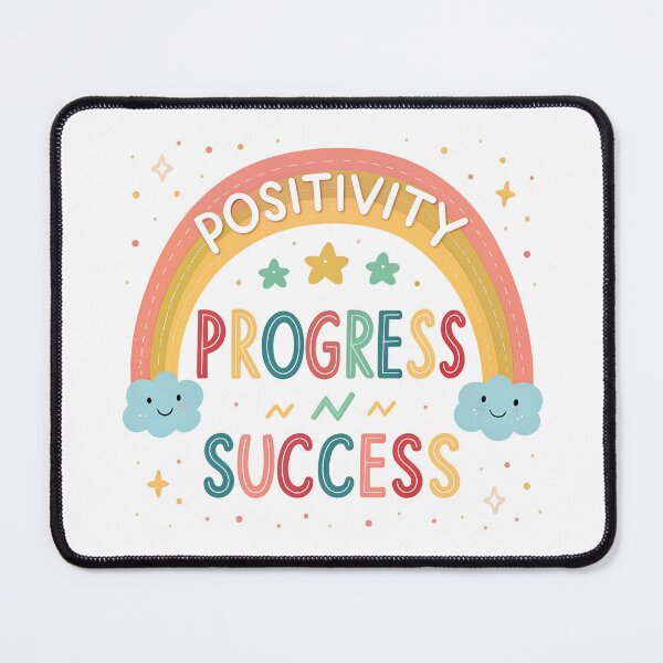 Item preview, Whimsical Rainbow Typography: "Positivity, Progress, Success" designed and sold by Pattamo1.