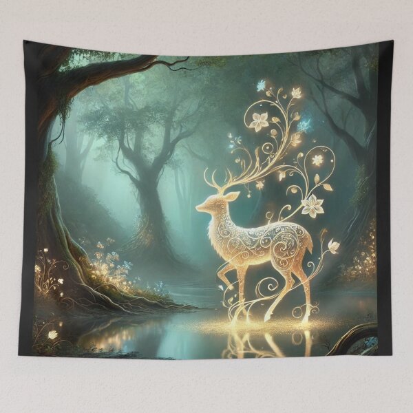 Item preview, Enchanted Glowing Deer in a Mystery Forest designed and sold by Desireehaz.