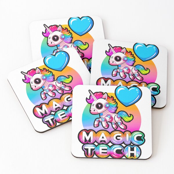 Item preview, Rainbow Robot Unicorn - Kawaii Cyberpunk Magic Tech Art with Heart designed and sold by ObjCrea123.