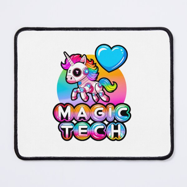 Item preview, Rainbow Robot Unicorn - Kawaii Cyberpunk Magic Tech Art with Heart designed and sold by ObjCrea123.