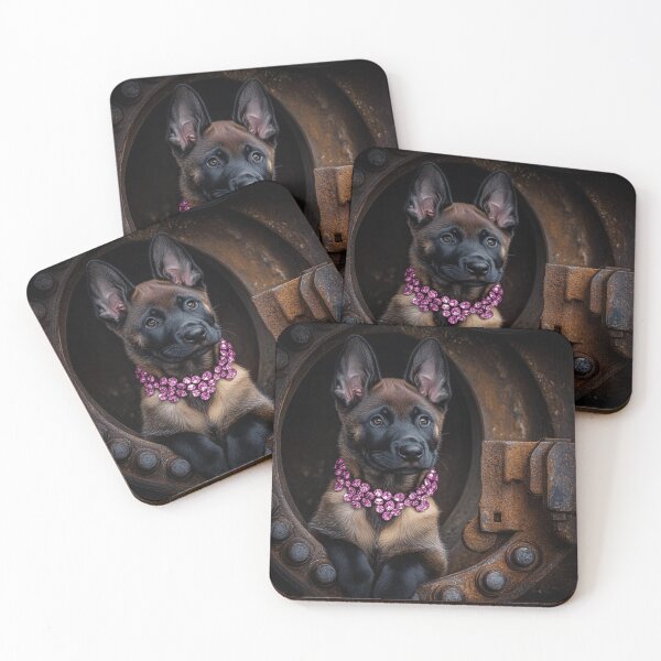 Item preview, Malinois Puppy With Pink Gems designed and sold by Nocturne  Paws.