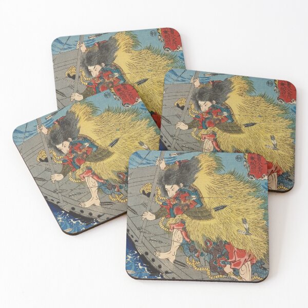 Item preview, Samurai Under Enemy Attack - Vintage Japanese Ukiyo-e Woodcut designed and sold by VintageSpaceArt.