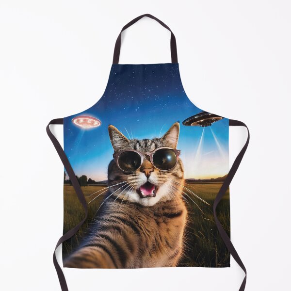 Aperçu de l'œuvre Conception de selfie de chat amusant avec des OVNI créée et vendue par DRNDesign.