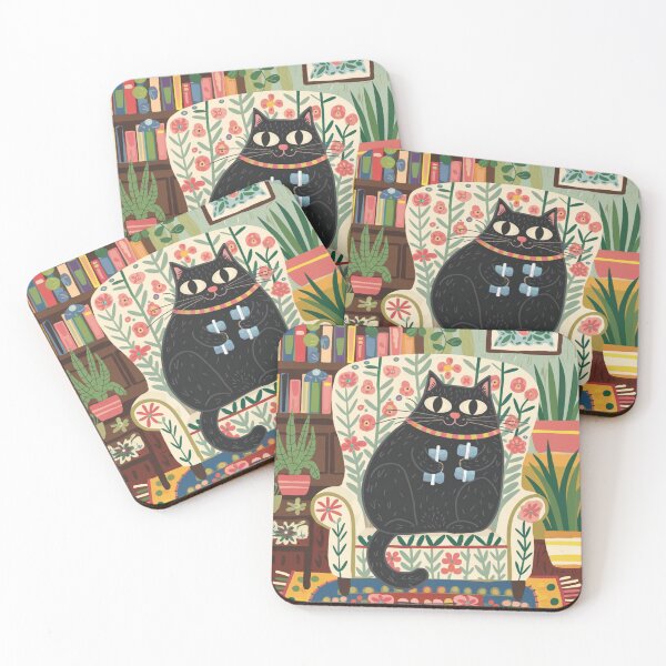 Item preview, A cute, black kitten is chilling in an armchair motivating himself to get in shape and exercise with dumbbells. designed and sold by SaraSumi.
