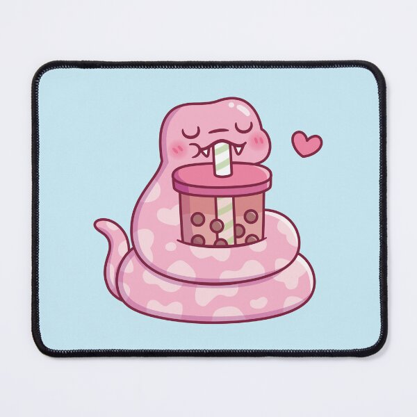 Item preview, Cute Pink Snake Drinking Bubble Tea designed and sold by rustydoodle.
