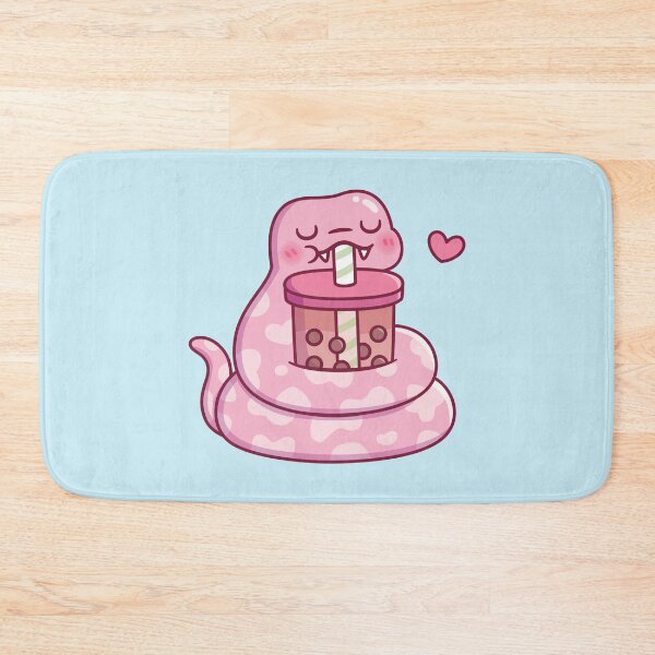 Item preview, Cute Pink Snake Drinking Bubble Tea designed and sold by rustydoodle.