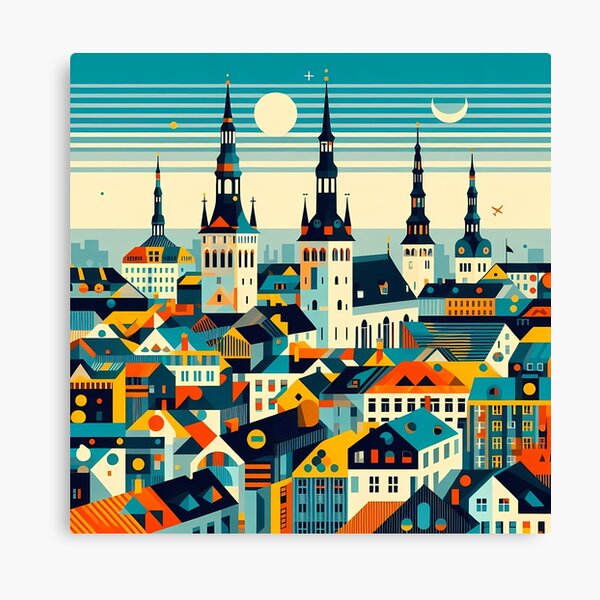 Item preview, Tallinn Cubism Art – Medieval Charm with a Modern Twist designed and sold by OzzFrequency.