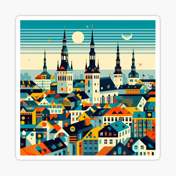 Item preview, Tallinn Cubism Art – Medieval Charm with a Modern Twist designed and sold by OzzFrequency.