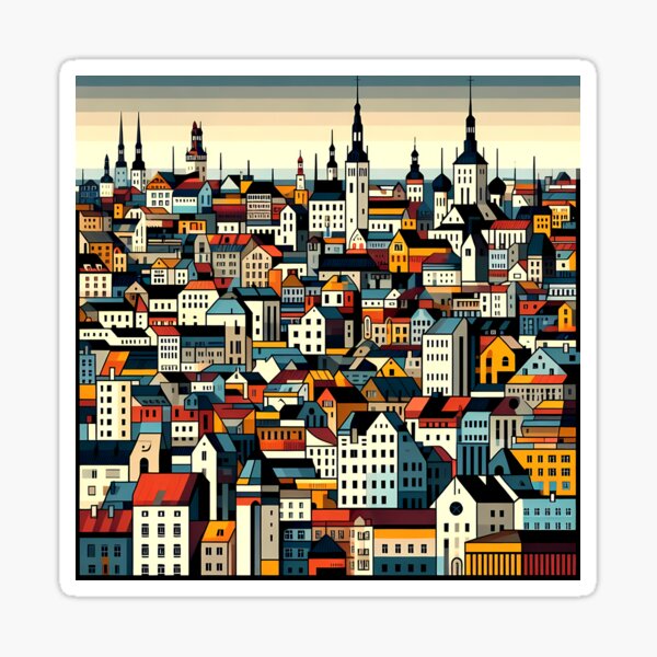 Item preview, Tallinn Cubism Art – Medieval Charm with a Modern Twist designed and sold by OzzFrequency.