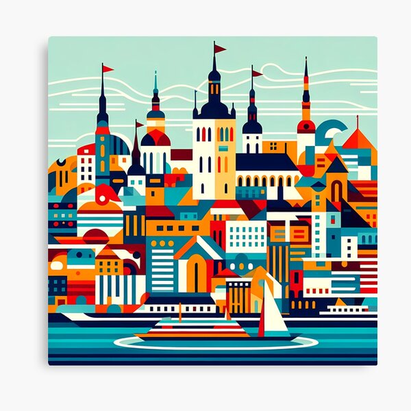 Item preview, Tallinn Cubism Art – Medieval Charm with a Modern Twist designed and sold by OzzFrequency.