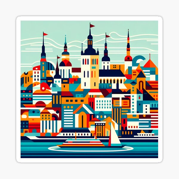Item preview, Tallinn Cubism Art – Medieval Charm with a Modern Twist designed and sold by OzzFrequency.