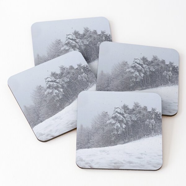 Item preview, Snow in the Woods White Field and Pine Trees designed and sold by Quoppidou.