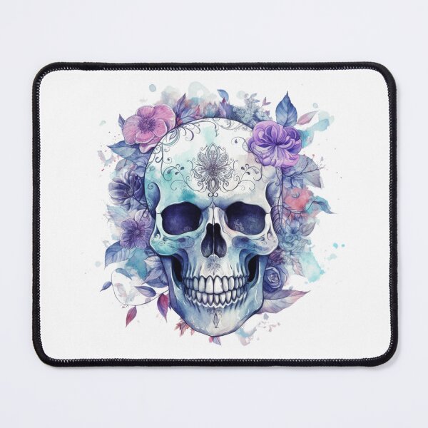 Item preview, "Gothic Skull Wall Art with Watercolor Floral Design – Vibrant Skull Artwork for Boho or Gothic Home Décor  designed and sold by Ice Diamond Designs.