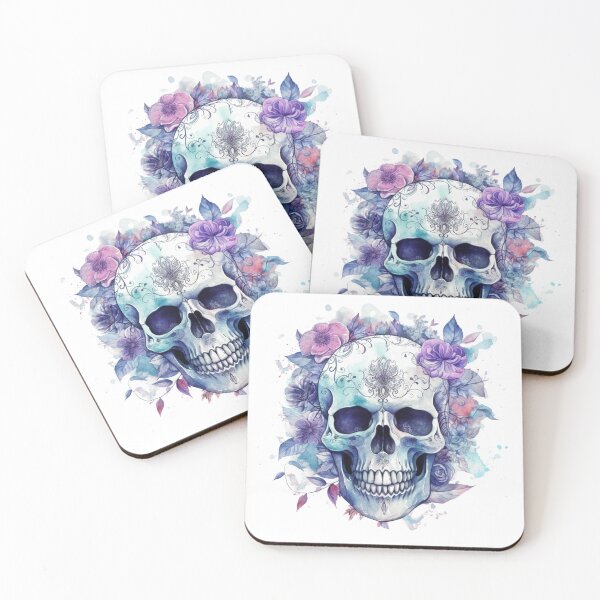 Item preview, "Gothic Skull Wall Art with Watercolor Floral Design – Vibrant Skull Artwork for Boho or Gothic Home Décor  designed and sold by Ice Diamond Designs.