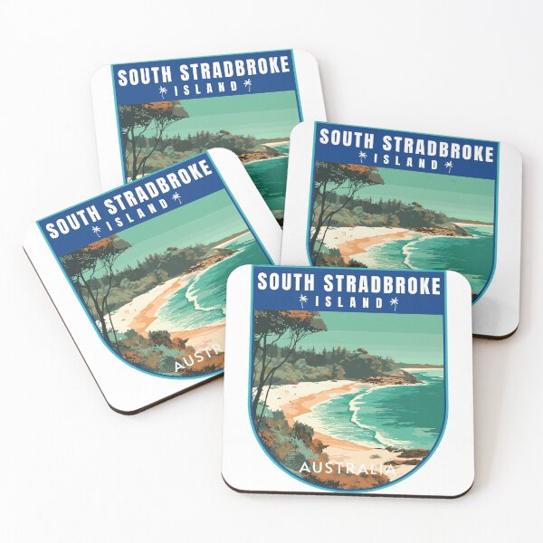 Item preview, South Stradbroke Island in Queensland Australia Retro Travel Art Skyline designed and sold by MaateoDesign.