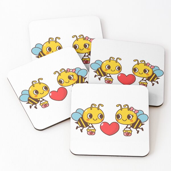 Item preview, Cute Bees cartoon with heart and Honey Jars designed and sold by NoeySmiley55.