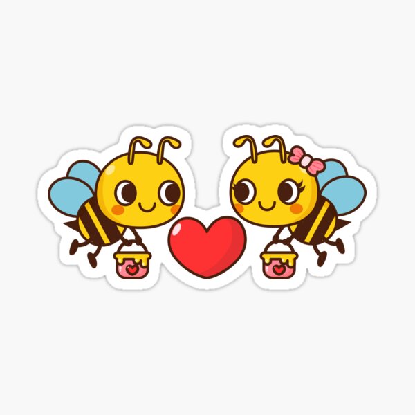 Item preview, Cute Bees cartoon with heart and Honey Jars designed and sold by NoeySmiley55.