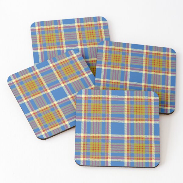 Item preview, 1970s Plaid Pattern | Sky Blue, Rust Red, Cream & Chartreuse, 70s Surfer Style designed and sold by This Is Tartan.
