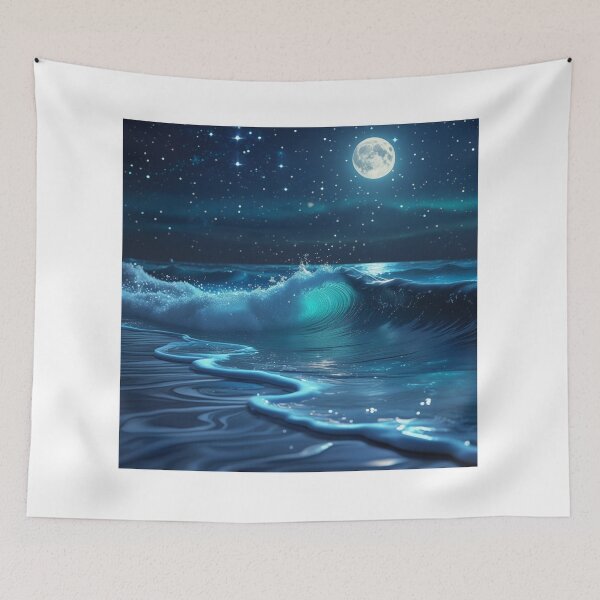 Item preview, Moonlit Ocean Wave Under Starry Sky designed and sold by EsraaCreations.