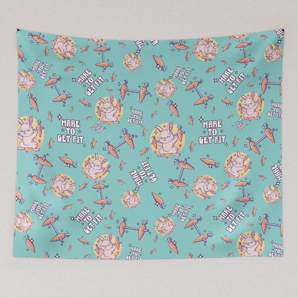 Item preview, Hare to Get Fit Seamless Pattern - Bunny Fitness Pun designed and sold by SPIRIMAL.