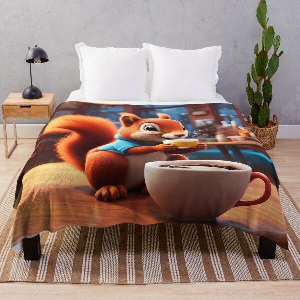 Item preview, Red Squirrel drinking coffee in a coffee shop designed and sold by Colin Bentham.