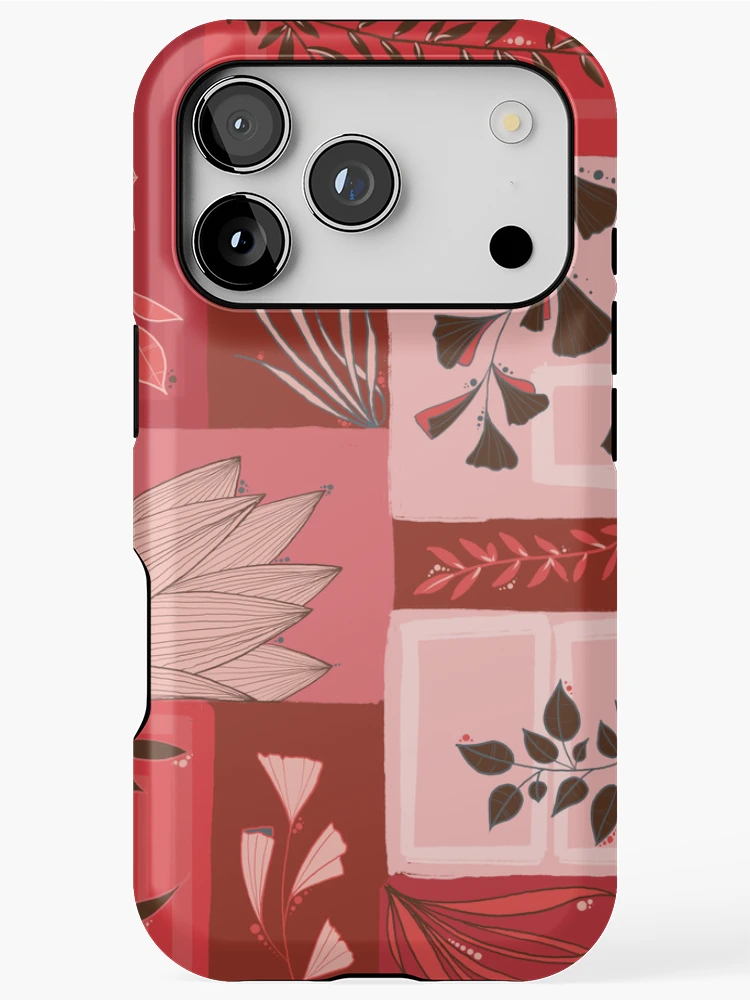 Thumbnail 1 of 4, iPhone Case, Red/orange leaf patchwork designed and sold by Ema-R.
