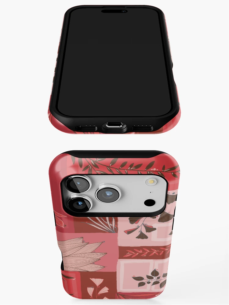 Thumbnail 3 of 4, iPhone Case, Red/orange leaf patchwork designed and sold by Ema-R.