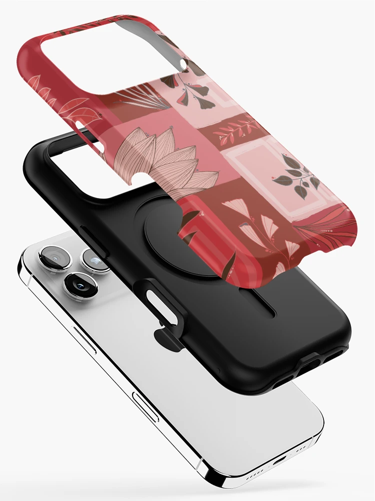 Thumbnail 2 of 4, iPhone Case, Red/orange leaf patchwork designed and sold by Ema-R.