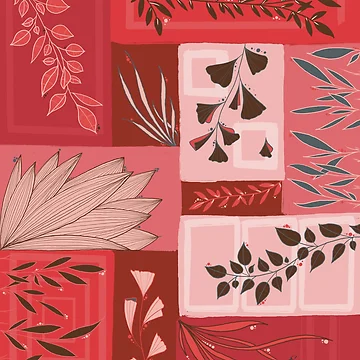 Artwork thumbnail, Red/orange leaf patchwork by Ema-R