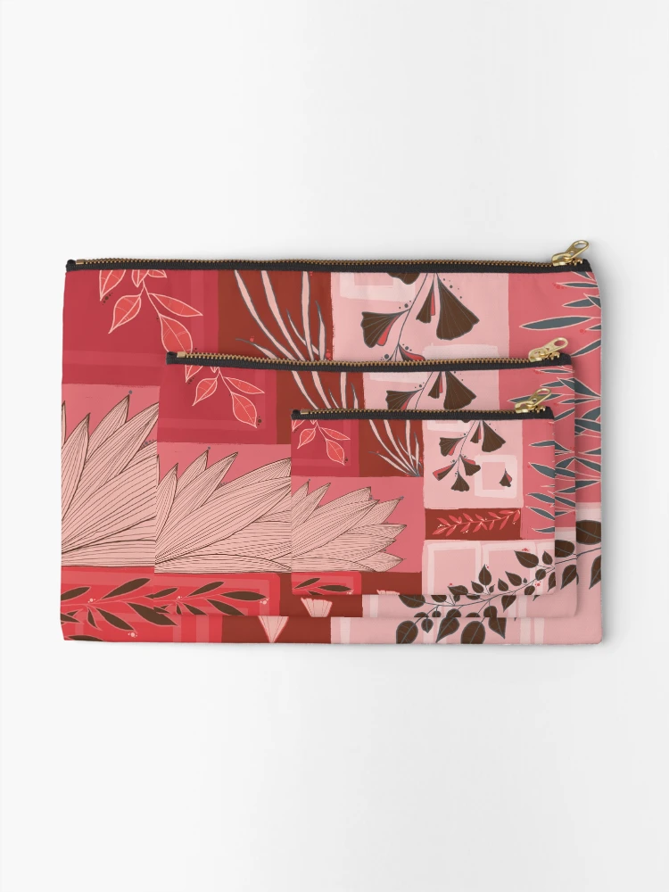 Thumbnail 2 of 4, Zipper Pouch, Red/orange leaf patchwork designed and sold by Ema-R.