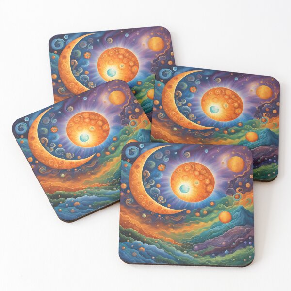 Item preview, Celestial Illustration of a Sun and Three Moons designed and sold by debbiedwarika.