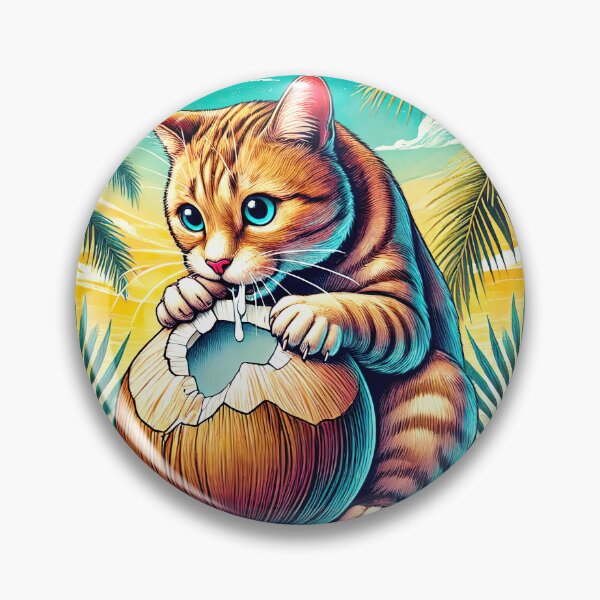 Item preview, Coconut Logic Decoded. Ginger Tabby Cat Eating Coconut designed and sold by Tiszert.