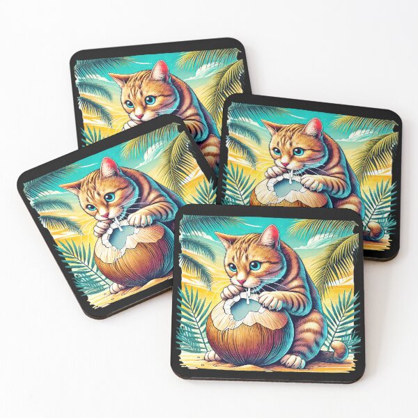 Item preview, Coconut Logic Decoded. Ginger Tabby Cat Eating Coconut designed and sold by Tiszert.